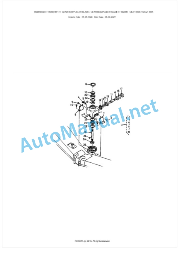 Kubota RC60-92H Parts Manual PDF BKIDK0038 2 Kubota RC60-92H Parts Manual PDF BKIDK0038-2