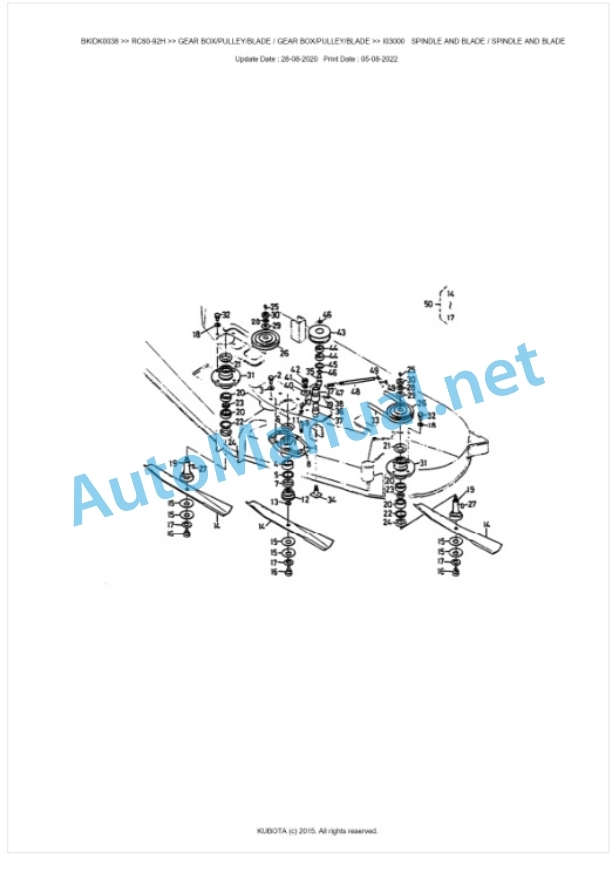 Kubota RC60-92H Parts Manual PDF BKIDK0038 3 Kubota RC60-92H Parts Manual PDF BKIDK0038-3
