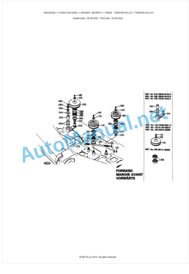 Kubota RC60-F20(F2000) Parts Manual PDF BKIDK0025 3 Kubota RC60-F20(F2000) Parts Manual PDF BKIDK0025-3