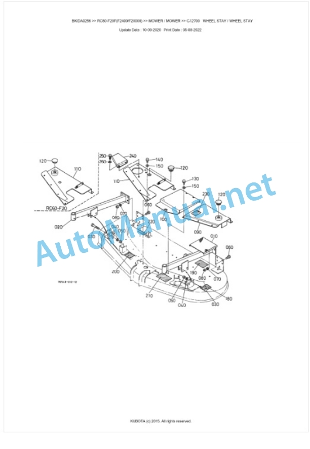 Kubota RC60-F20F(F2400, F2000II) Parts Manual PDF BKIDA0256 4 Kubota RC60-F20F(F2400, F2000II) Parts Manual PDF BKIDA0256-4