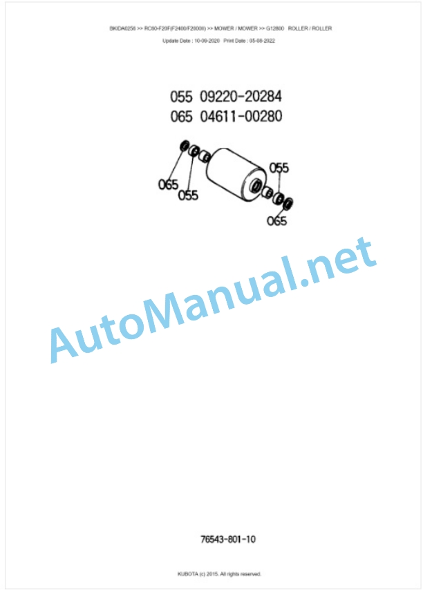 Kubota RC60-F20F(F2400, F2000II) Parts Manual PDF BKIDA0256 5 Kubota RC60-F20F(F2400, F2000II) Parts Manual PDF BKIDA0256-5