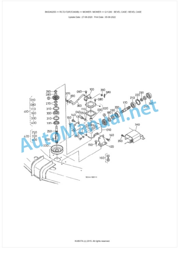 Kubota RC72-F20F(F2400B) Parts Manual PDF BKIDA0255 2 Kubota RC72-F20F(F2400B) Parts Manual PDF BKIDA0255-2