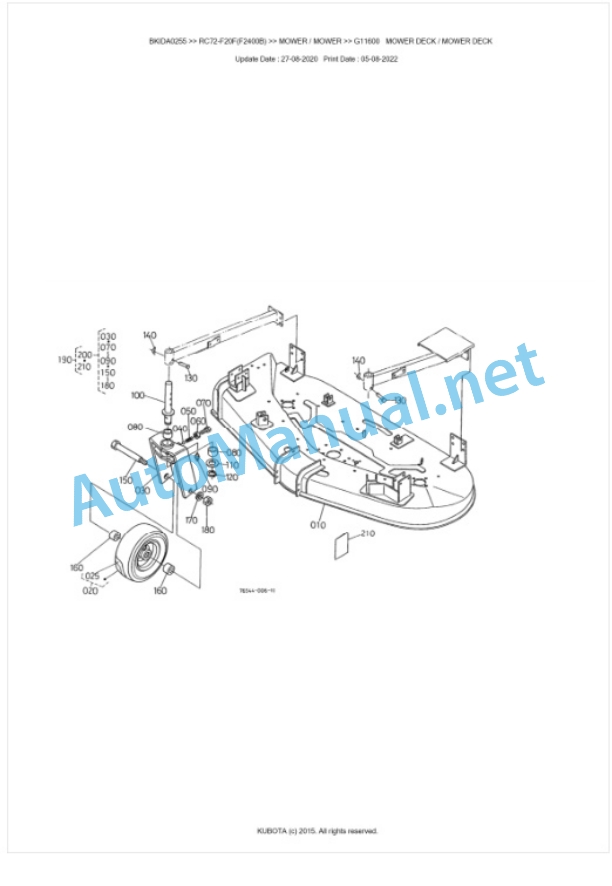 Kubota RC72-F20F(F2400B) Parts Manual PDF BKIDA0255 4 Kubota RC72-F20F(F2400B) Parts Manual PDF BKIDA0255-4