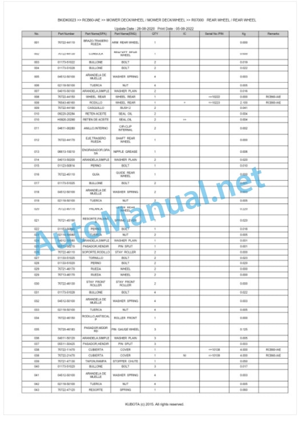 Kubota RCB60-IAE Parts Manual PDF BKIDK0023 5 Kubota RCB60-IAE Parts Manual PDF BKIDK0023-5