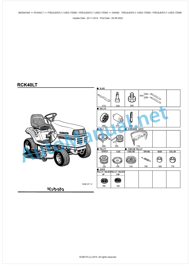 Kubota RCK40LT Parts Manual PDF BKIDK0394 1 Kubota RCK40LT Parts Manual PDF BKIDK0394