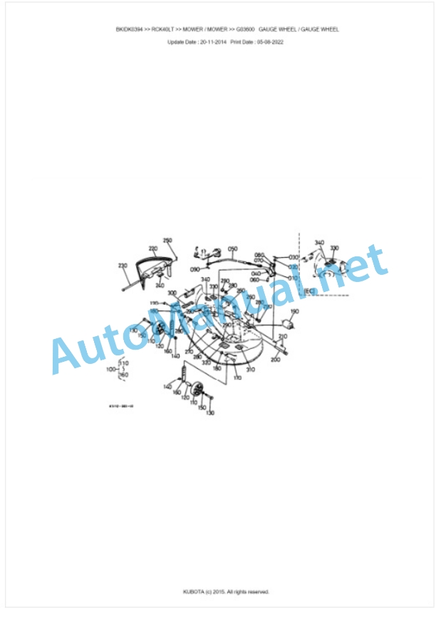 Kubota RCK40LT Parts Manual PDF BKIDK0394 5 Kubota RCK40LT Parts Manual PDF BKIDK0394-5