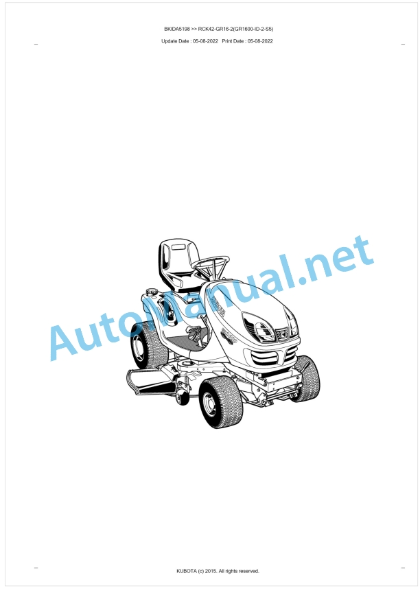 Kubota RCK42-GR16-2(GR1600-ID-2-S5) Parts Manual PDF BKIDA5198 1 Kubota RCK42-GR16-2(GR1600-ID-2-S5) Parts Manual PDF BKIDA5198