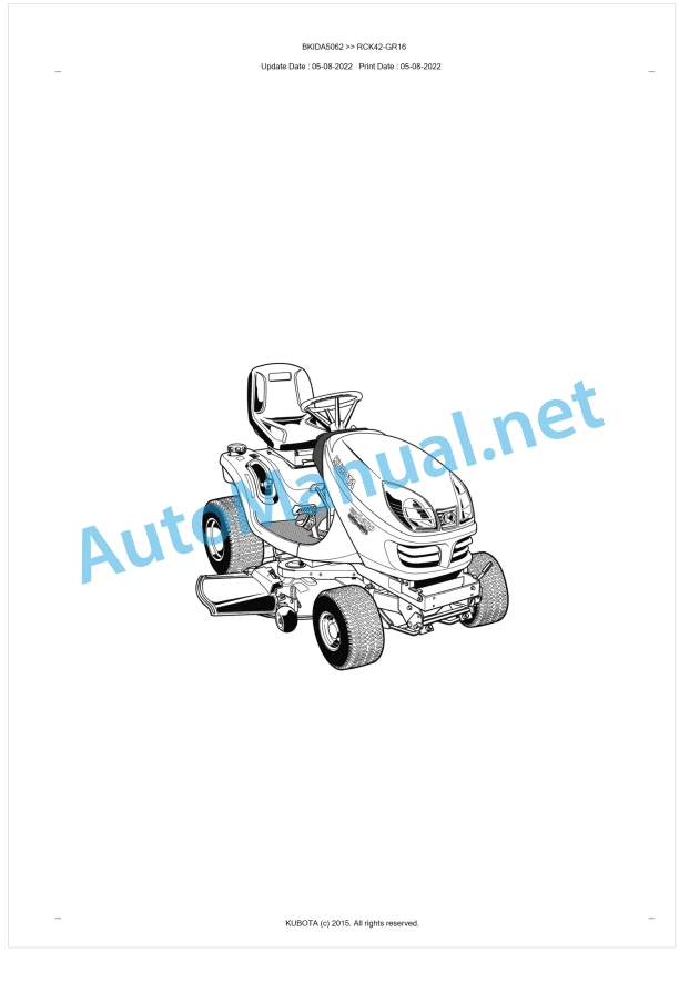 Kubota RCK42-GR16 Parts Manual PDF BKIDA5062 1 Kubota RCK42-GR16 Parts Manual PDF BKIDA5062