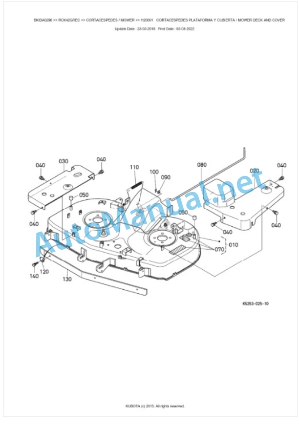 Kubota RCK42GREC Parts Manual PDF BKIDA0296 4 Kubota RCK42GREC Parts Manual PDF BKIDA0296-4