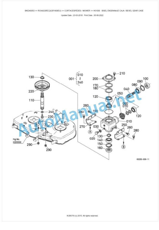 Kubota RCK42GREC2(GR1600EU) Parts Manual PDF BKIDA5053 2 Kubota RCK42GREC2(GR1600EU) Parts Manual PDF BKIDA5053-2