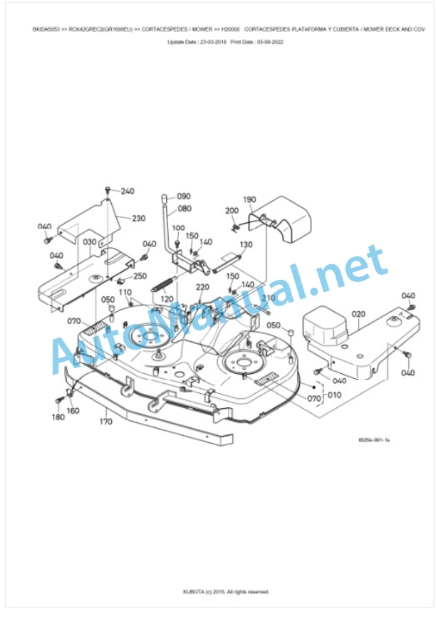 Kubota RCK42GREC2(GR1600EU) Parts Manual PDF BKIDA5053 4 Kubota RCK42GREC2(GR1600EU) Parts Manual PDF BKIDA5053-4