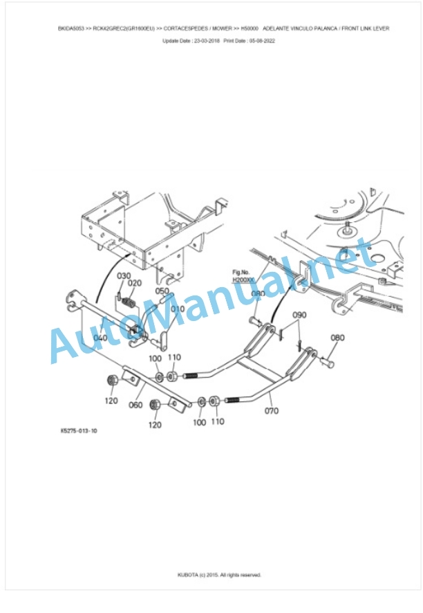 Kubota RCK42GREC2(GR1600EU) Parts Manual PDF BKIDA5053 5 Kubota RCK42GREC2(GR1600EU) Parts Manual PDF BKIDA5053-5