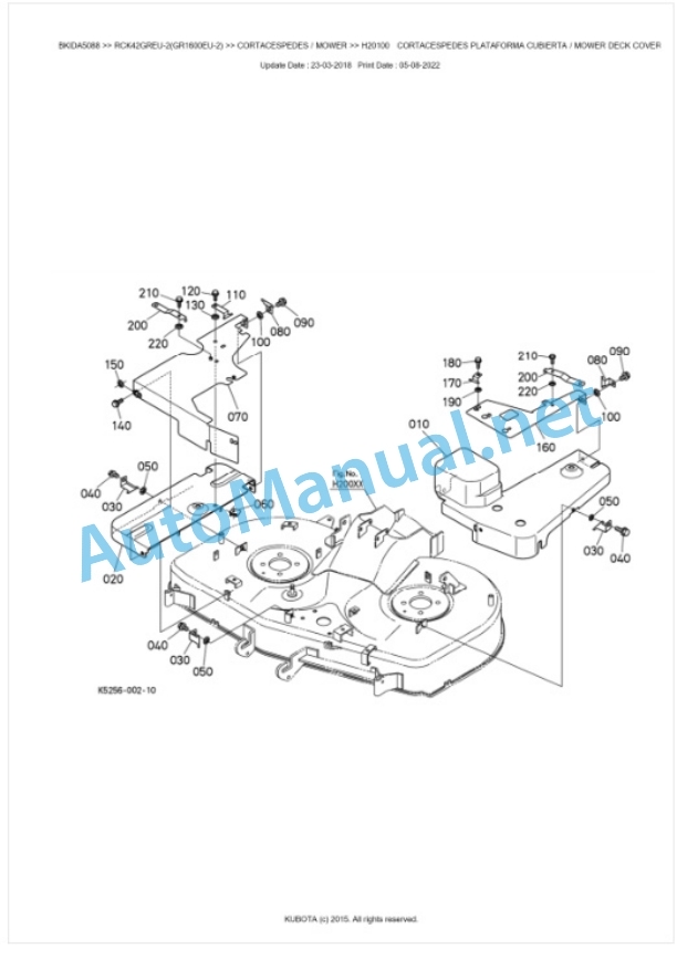 Kubota RCK42GREU-2(GR1600EU-2) Parts Manual PDF BKIDA5088 4 Kubota RCK42GREU-2(GR1600EU-2) Parts Manual PDF BKIDA5088-4