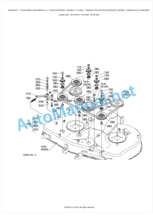 Kubota RCK42GREU-2(GR1600EU-3) Parts Manual PDF BKIDA5161 3 Kubota RCK42GREU-2(GR1600EU-3) Parts Manual PDF BKIDA5161-3