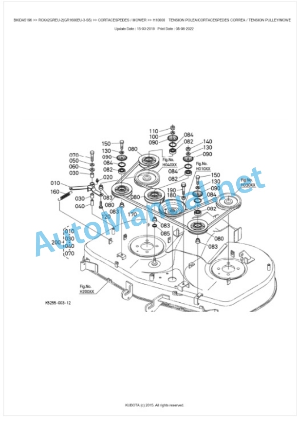 Kubota RCK42GREU-2(GR1600EU-3-S5) Parts Manual PDF BKIDA5196 3 Kubota RCK42GREU-2(GR1600EU-3-S5) Parts Manual PDF BKIDA5196-3