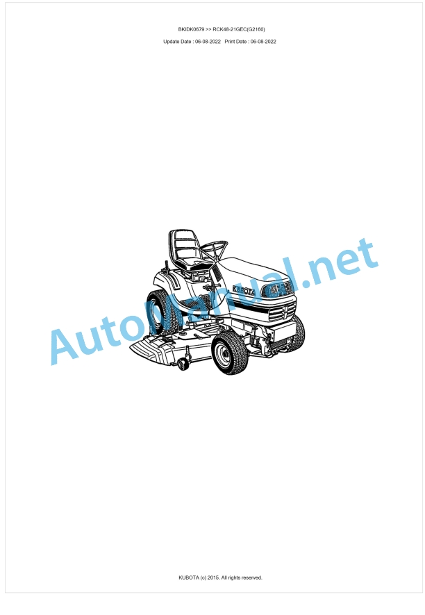 Kubota RCK48-21GEC(G2160) Parts Manual PDF BKIDK0679 1 Kubota RCK48-21GEC(G2160) Parts Manual PDF BKIDK0679
