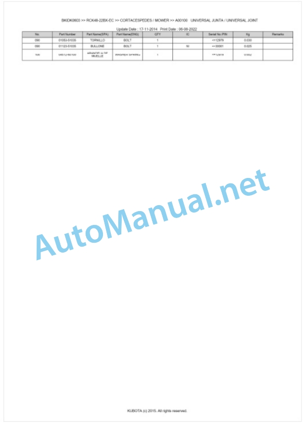 Kubota RCK48-22BX-EC Parts Manual PDF BKIDK0603 2 Kubota RCK48-22BX-EC Parts Manual PDF BKIDK0603-2