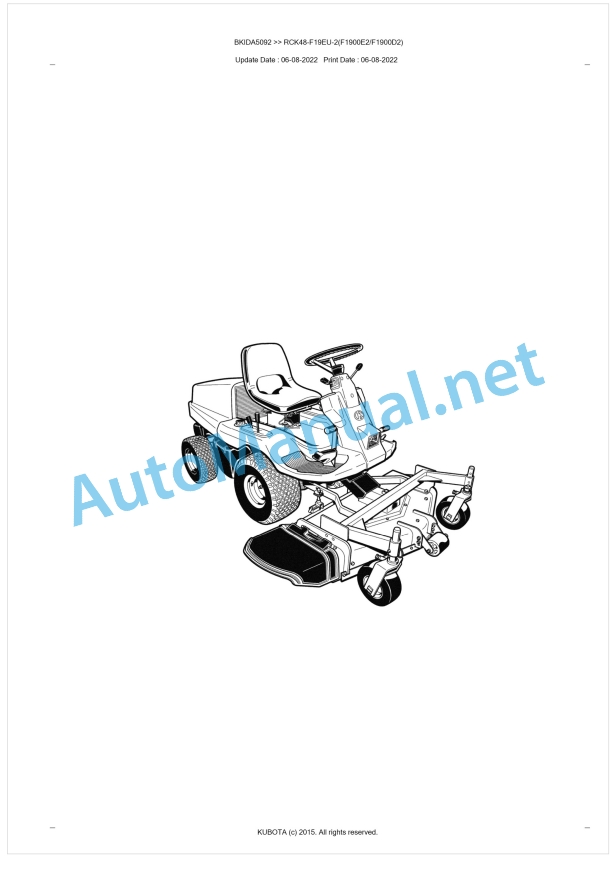 Kubota RCK48-F19EU-2(F1900E2, F1900D2) Parts Manual PDF BKIDA5092 1 Kubota RCK48-F19EU-2(F1900E2, F1900D2) Parts Manual PDF BKIDA5092