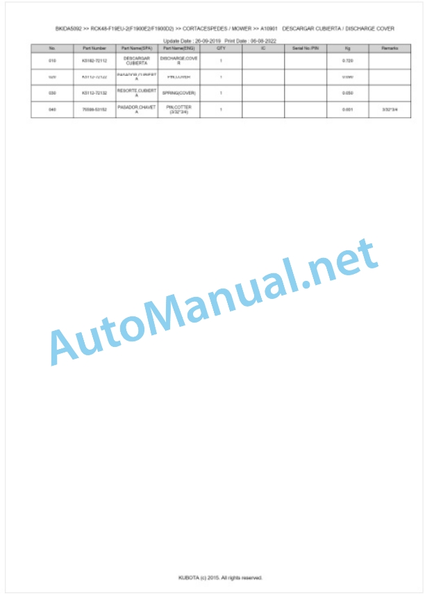 Kubota RCK48-F19EU-2(F1900E2, F1900D2) Parts Manual PDF BKIDA5092 5 Kubota RCK48-F19EU-2(F1900E2, F1900D2) Parts Manual PDF BKIDA5092-5
