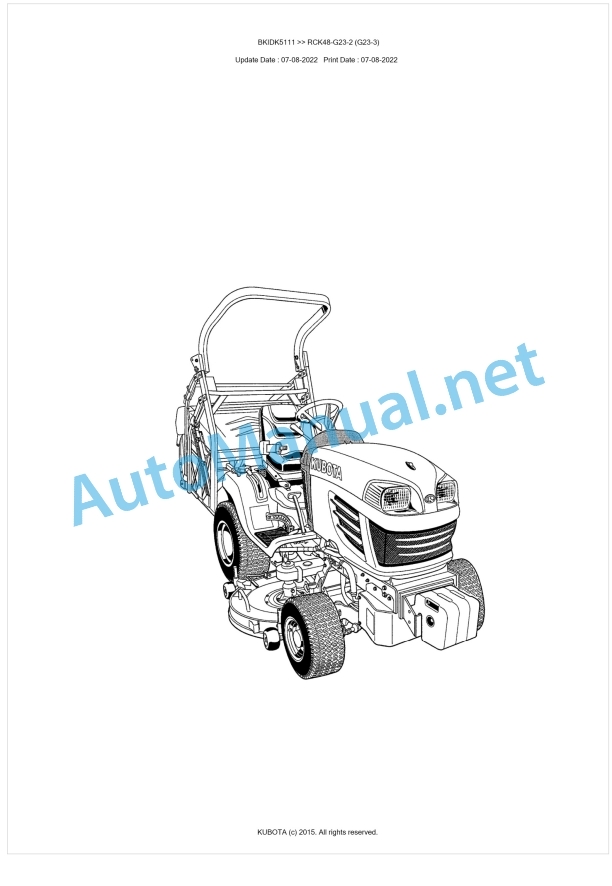 Kubota RCK48-G23-2 (G23-3) Parts Manual PDF BKIDK5111 1 Kubota RCK48-G23-2 (G23-3) Parts Manual PDF BKIDK5111