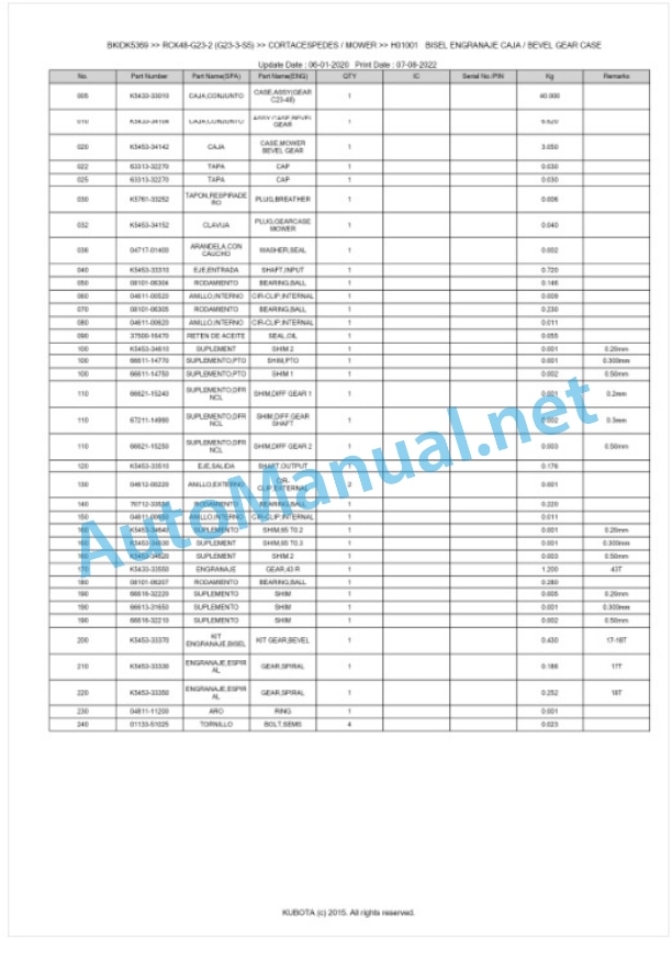 Kubota RCK48-G23-2 (G23-3-S5) Parts Manual PDF BKIDK5369 2 Kubota RCK48-G23-2 (G23-3-S5) Parts Manual PDF BKIDK5369-2