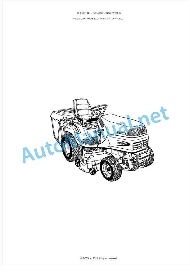 Kubota RCK48G18-PRO-F2(G21-3) Parts Manual PDF BKIDK5104 1 Kubota RCK48G18-PRO-F2(G21-3) Parts Manual PDF BKIDK5104