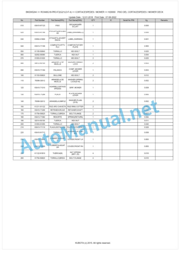 Kubota RCK48G18-PRO-F2(G21LD-F-4) Parts Manual PDF BKIDK5244 4 Kubota RCK48G18-PRO-F2(G21LD-F-4) Parts Manual PDF BKIDK5244-4
