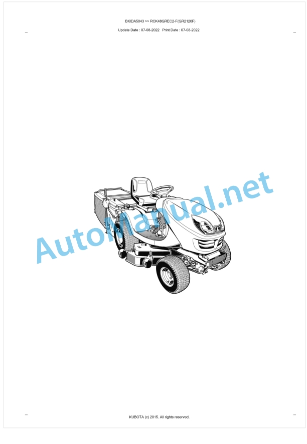 Kubota RCK48GREC2-F(GR2120F) Parts Manual PDF BKIDA5043 1 Kubota RCK48GREC2-F(GR2120F) Parts Manual PDF BKIDA5043