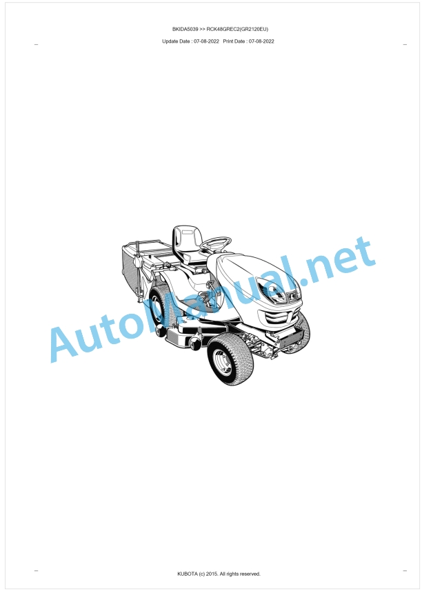 Kubota RCK48GREC2(GR2120EU) Parts Manual PDF BKIDA5039 1 Kubota RCK48GREC2(GR2120EU) Parts Manual PDF BKIDA5039