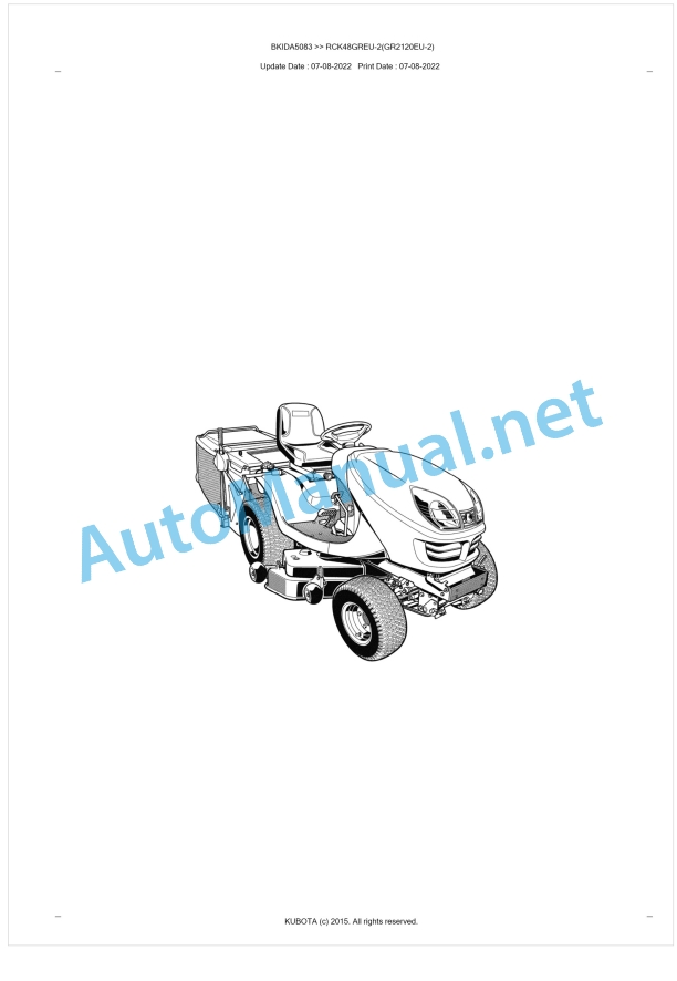 Kubota RCK48GREU-2(GR2120EU-2) Parts Manual PDF BKIDA5083 1 Kubota RCK48GREU-2(GR2120EU-2) Parts Manual PDF BKIDA5083