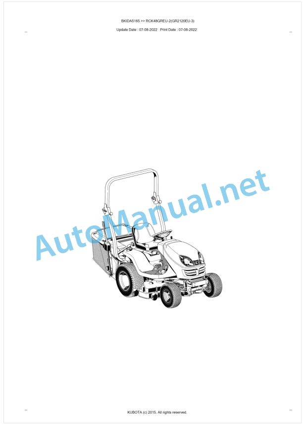 Kubota RCK48GREU-2(GR2120EU-3) Parts Manual PDF BKIDA5165 1 Kubota RCK48GREU-2(GR2120EU-3) Parts Manual PDF BKIDA5165