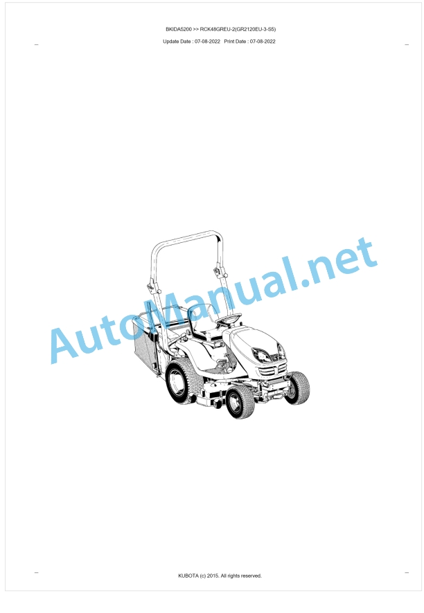 Kubota RCK48GREU-2(GR2120EU-3-S5) Parts Manual PDF BKIDA5200 1 Kubota RCK48GREU-2(GR2120EU-3-S5) Parts Manual PDF BKIDA5200
