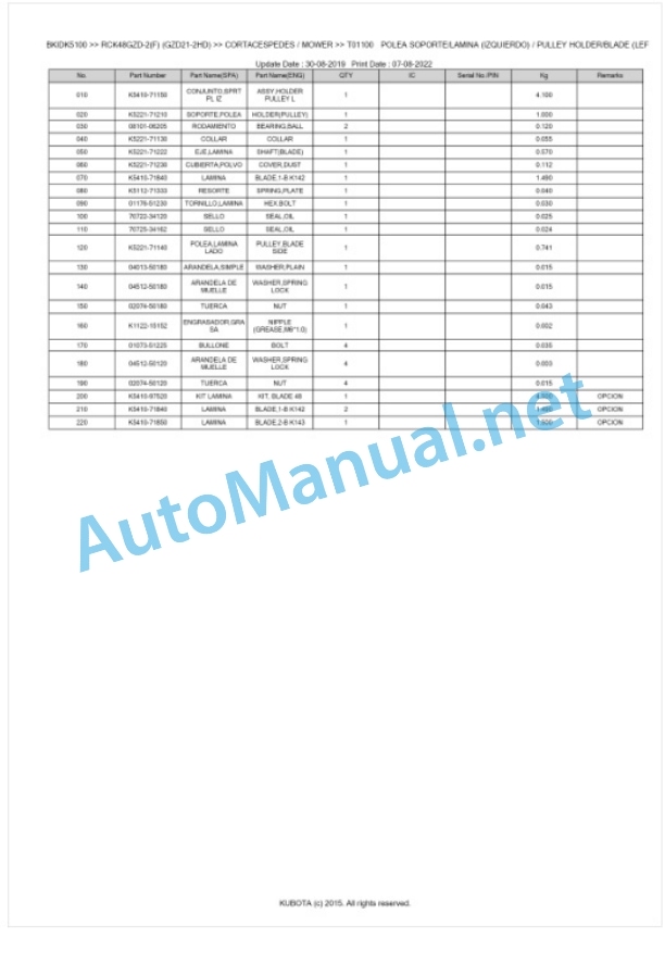 Kubota RCK48GZD-2(F) (GZD21-2HD) Parts Manual PDF BKIDK5100 3 Kubota RCK48GZD-2(F) (GZD21-2HD) Parts Manual PDF BKIDK5100-3
