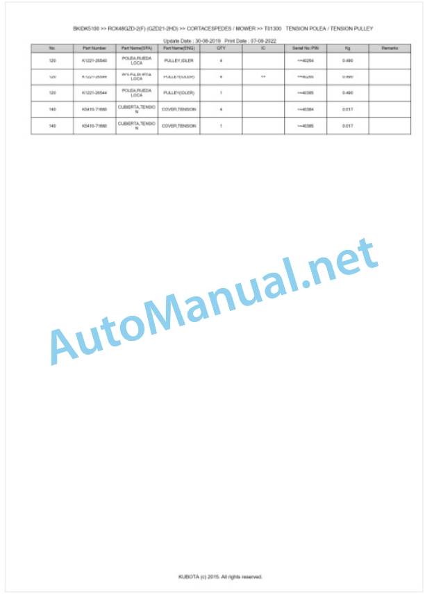 Kubota RCK48GZD-2(F) (GZD21-2HD) Parts Manual PDF BKIDK5100 4 Kubota RCK48GZD-2(F) (GZD21-2HD) Parts Manual PDF BKIDK5100-4