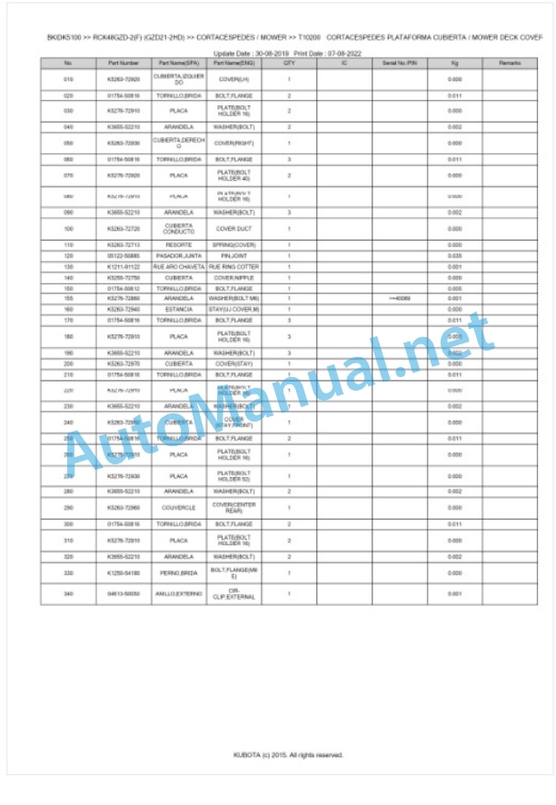 Kubota RCK48GZD-2(F) (GZD21-2HD) Parts Manual PDF BKIDK5100 5 Kubota RCK48GZD-2(F) (GZD21-2HD) Parts Manual PDF BKIDK5100-5