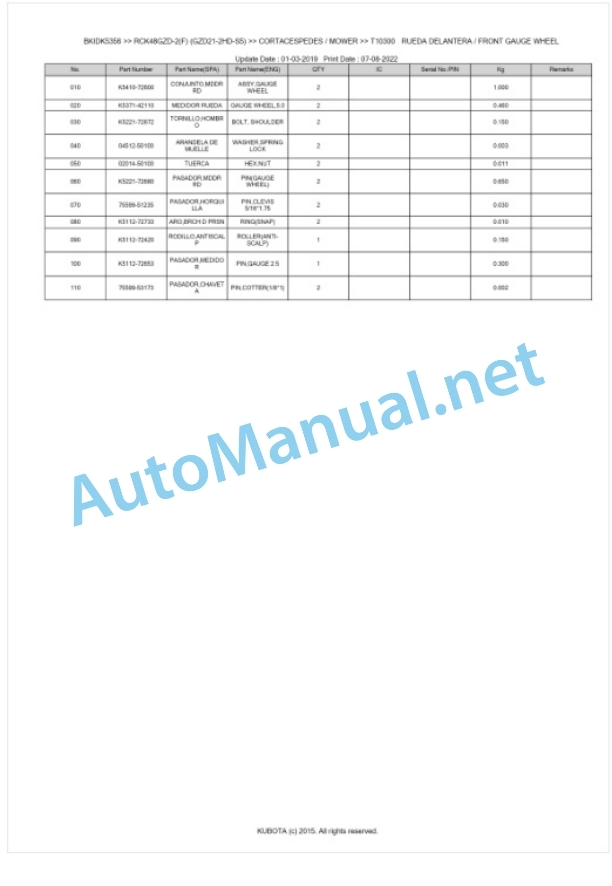 Kubota RCK48GZD-2(F) (GZD21-2HD-S5) Parts Manual PDF BKIDK5356 5 Kubota RCK48GZD-2(F) (GZD21-2HD-S5) Parts Manual PDF BKIDK5356-5
