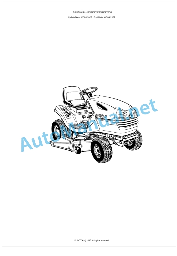 Kubota RCK48LTB, RCK48LTBEC Parts Manual PDF BKIDA0311 1 Kubota RCK48LTB, RCK48LTBEC Parts Manual PDF BKIDA0311