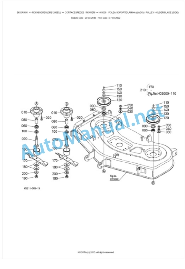 Kubota RCK48SGREU(GR2120SEU) Parts Manual PDF BKIDA5041 3 Kubota RCK48SGREU(GR2120SEU) Parts Manual PDF BKIDA5041-3