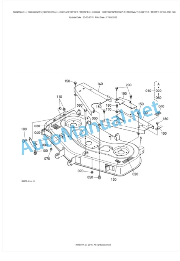 Kubota RCK48SGREU(GR2120SEU) Parts Manual PDF BKIDA5041 4 Kubota RCK48SGREU(GR2120SEU) Parts Manual PDF BKIDA5041-4