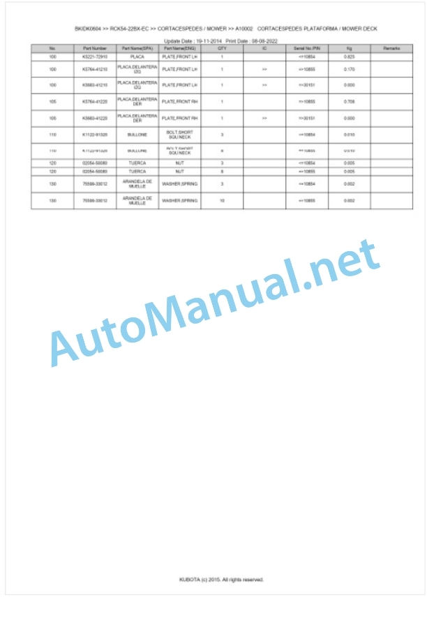 Kubota RCK54-22BX-EC Parts Manual PDF BKIDK0604 4 Kubota RCK54-22BX-EC Parts Manual PDF BKIDK0604-4