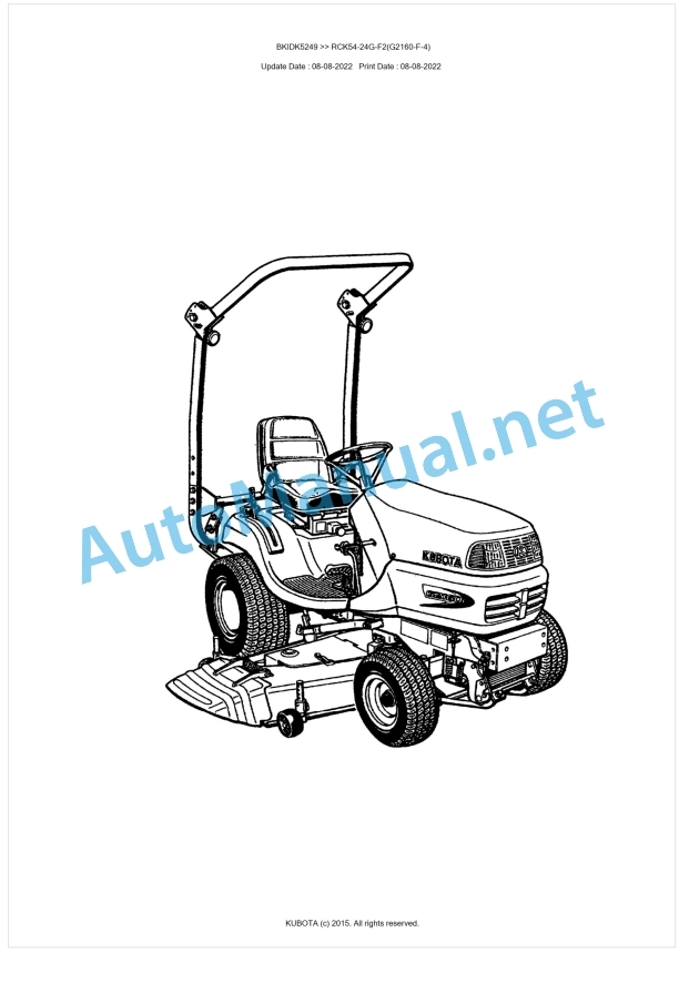 Kubota RCK54-24G-F2(G2160-F-4) Parts Manual PDF BKIDK5249 1 Kubota RCK54-24G-F2(G2160-F-4) Parts Manual PDF BKIDK5249