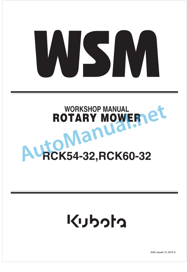 Kubota RCK54-32, RCK60-32 Rotary Mower Workshop Manual PDF 1 Kubota RCK54-32, RCK60-32 Rotary Mower Workshop Manual PDF
