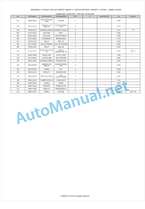 Kubota RCK54-F19EU-2(F1900E2, F1900D2) Parts Manual PDF BKIDA5093 3 Kubota RCK54-F19EU-2(F1900E2, F1900D2) Parts Manual PDF BKIDA5093-3