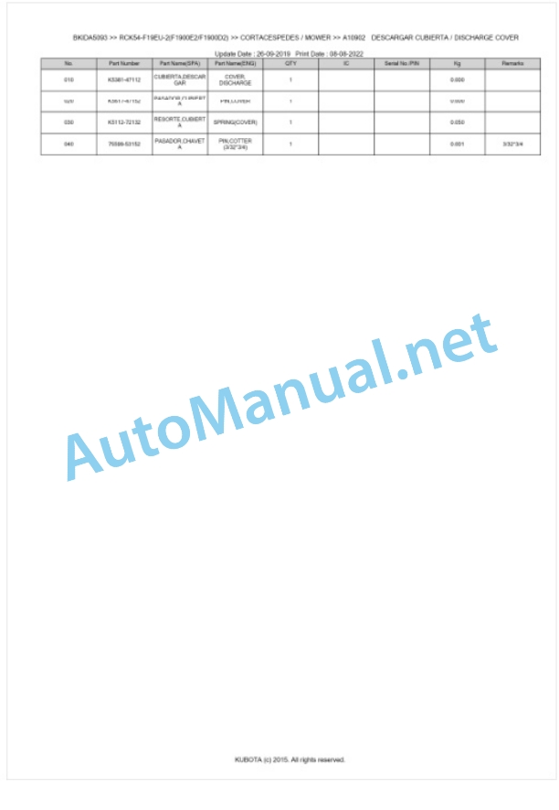 Kubota RCK54-F19EU-2(F1900E2, F1900D2) Parts Manual PDF BKIDA5093 5 Kubota RCK54-F19EU-2(F1900E2, F1900D2) Parts Manual PDF BKIDA5093-5
