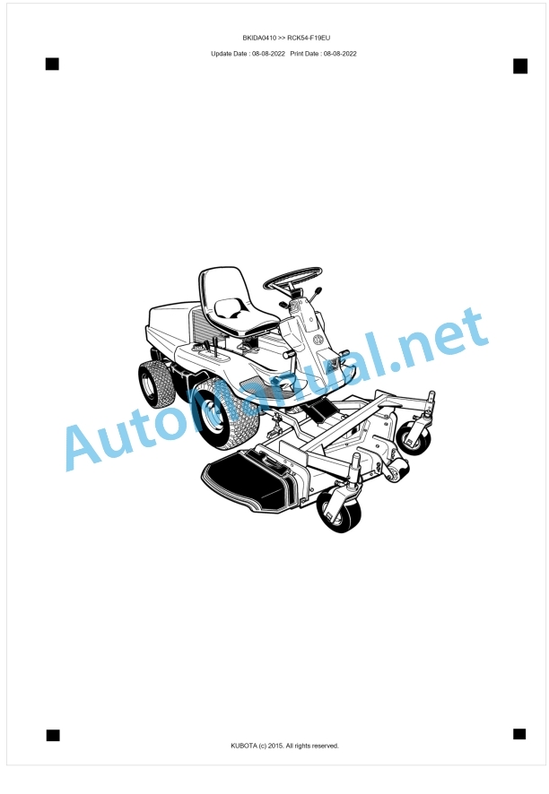 Kubota RCK54-F19EU Parts Manual PDF BKIDA0410 1 Kubota RCK54-F19EU Parts Manual PDF BKIDA0410