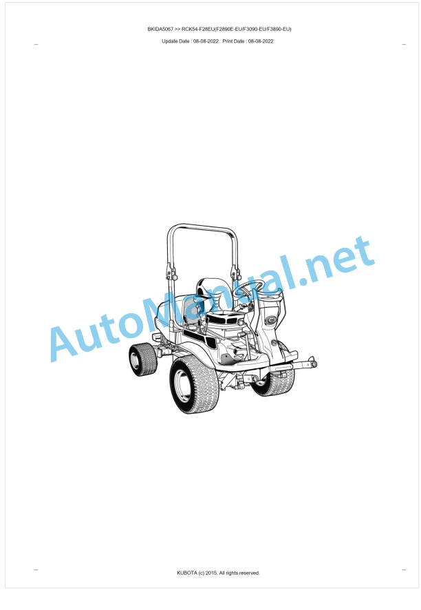 Kubota RCK54-F28EU(F2890E-EU, F3090-EU, F3890-EU) Parts Manual PDF BKIDA5067 1 Kubota RCK54-F28EU(F2890E-EU, F3090-EU, F3890-EU) Parts Manual PDF BKIDA5067