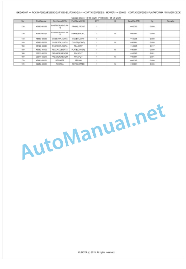 Kubota RCK54-F28EU(F2890E-EU, F3090-EU, F3890-EU) Parts Manual PDF BKIDA5067 4 Kubota RCK54-F28EU(F2890E-EU, F3090-EU, F3890-EU) Parts Manual PDF BKIDA5067-4