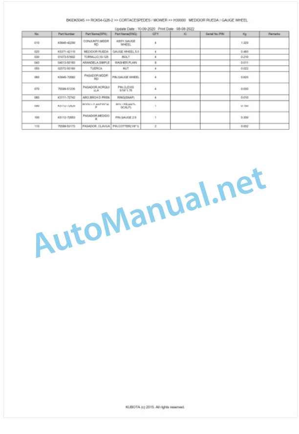 Kubota RCK54-G26-2 Parts Manual PDF BKIDK5045 5 Kubota RCK54-G26-2 Parts Manual PDF BKIDK5045-5