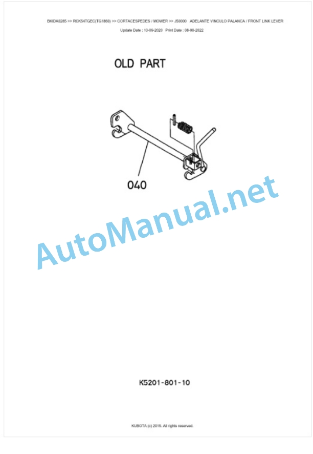 Kubota RCK54TGEC(TG1860) Parts Manual PDF BKIDA0285 5 Kubota RCK54TGEC(TG1860) Parts Manual PDF BKIDA0285-5
