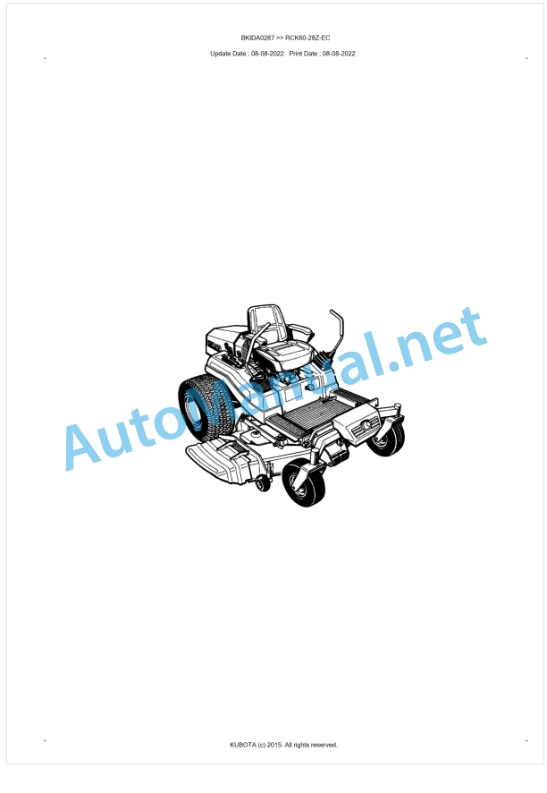 Kubota RCK60-28Z-EC Parts Manual PDF BKIDA0287 1 Kubota RCK60-28Z-EC Parts Manual PDF BKIDA0287